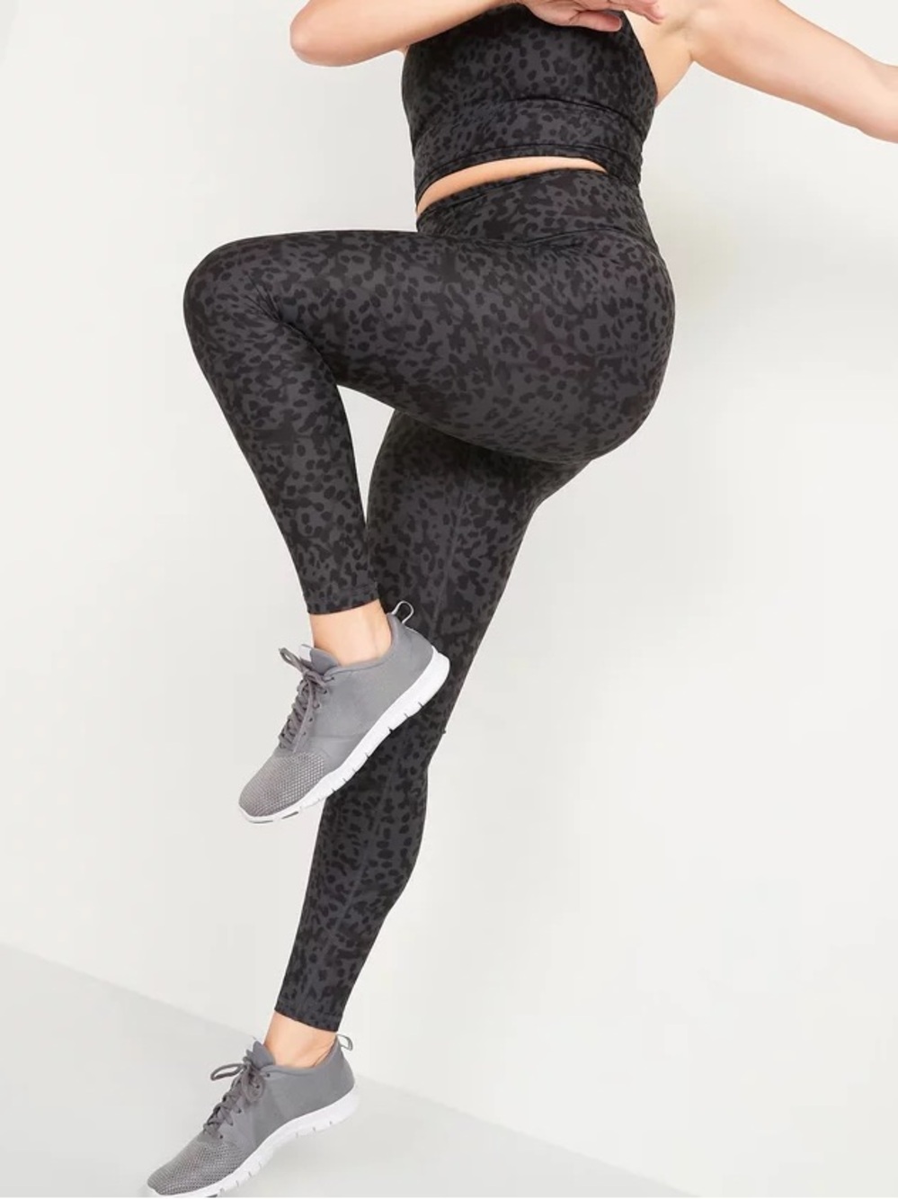 Old Navy Active High Rise Leggings Gray Leopard Lululemon Wunder Under Inspo M